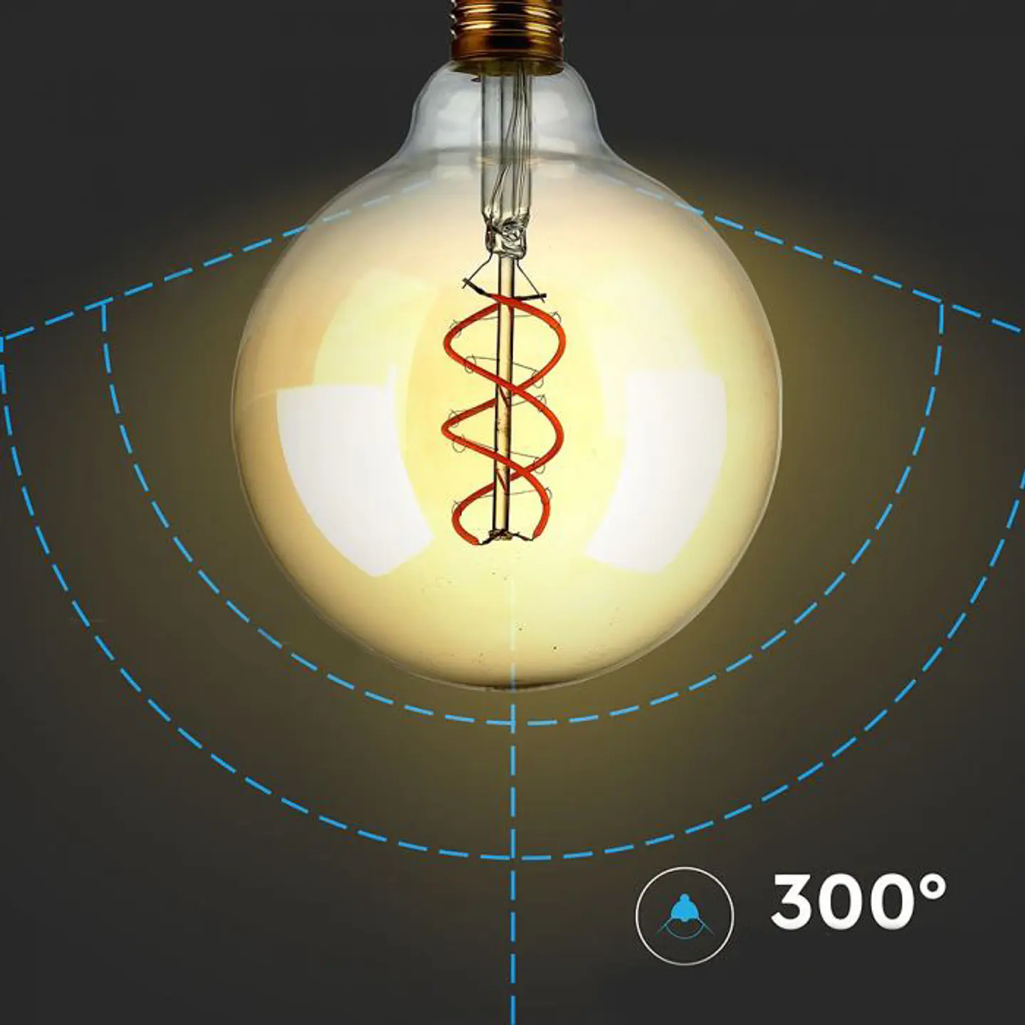 Lâmpada de filamento LED G125 DIM 5W 2200K E27 âmbar V-TAC 3