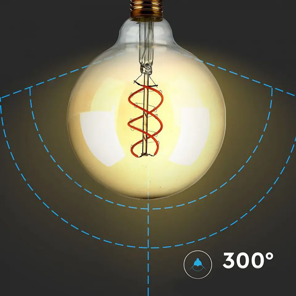 Lâmpada de filamento LED G125 DIM 5W 2200K E27 âmbar V-TAC 3