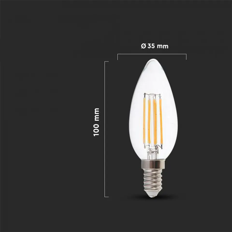 Lâmpada LED vela de filamento 4W E14 V-TAC 2