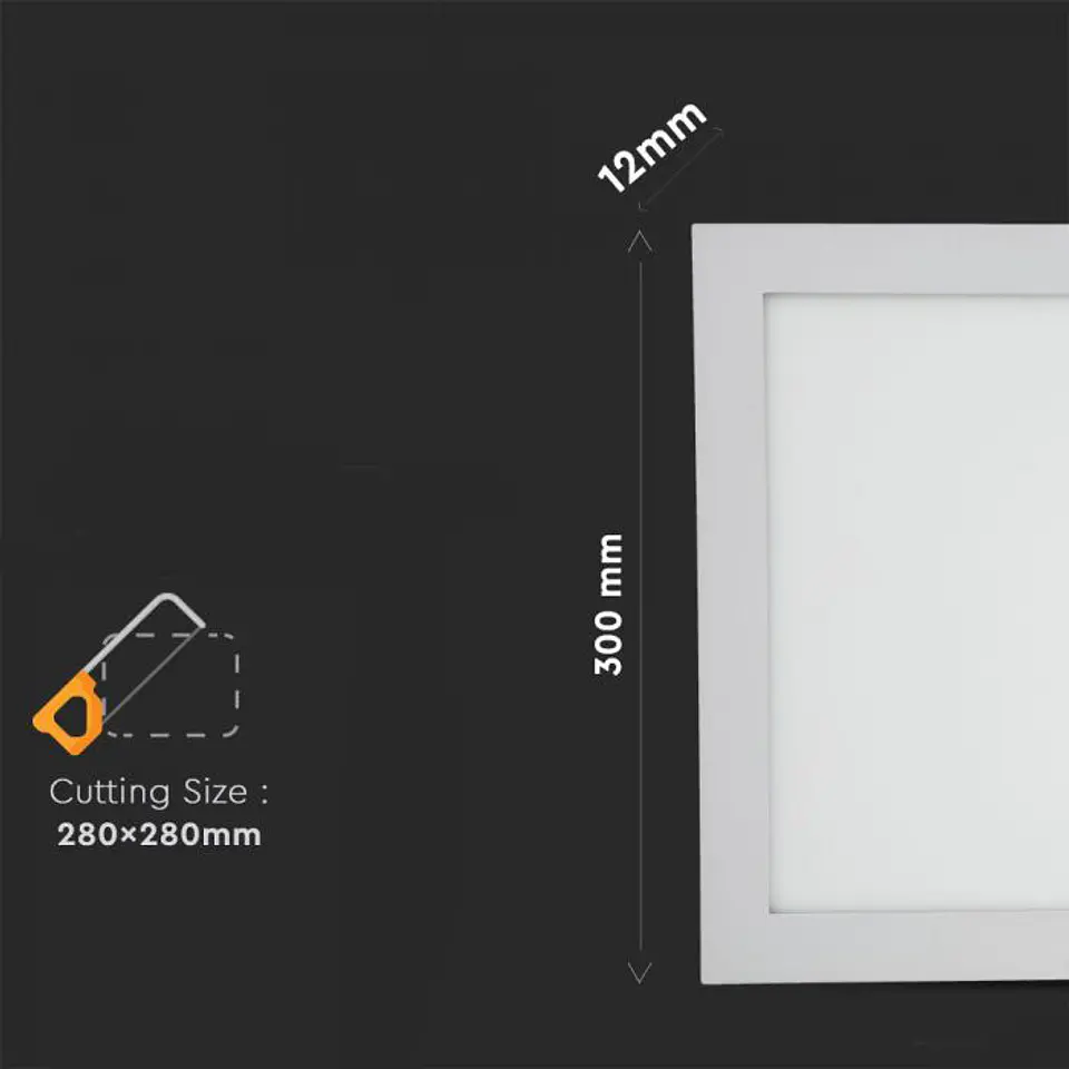 Downlight LED de encastrar quadrado 24W 3000K 300X300mm V-TAC 3