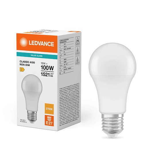 Lâmpada LED Classic A 100 V 13W 827 Frosted E27 Ledvance