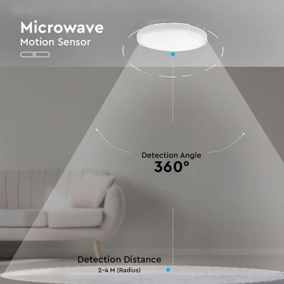 Plafon LED DOME 18W 4000K IP44 c/sensor de micro-ondas V-TAC 3