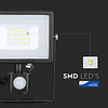 Projetor LED SMD Chip Samsung c/sensor PIR 20W 4000K Preto V-TAC