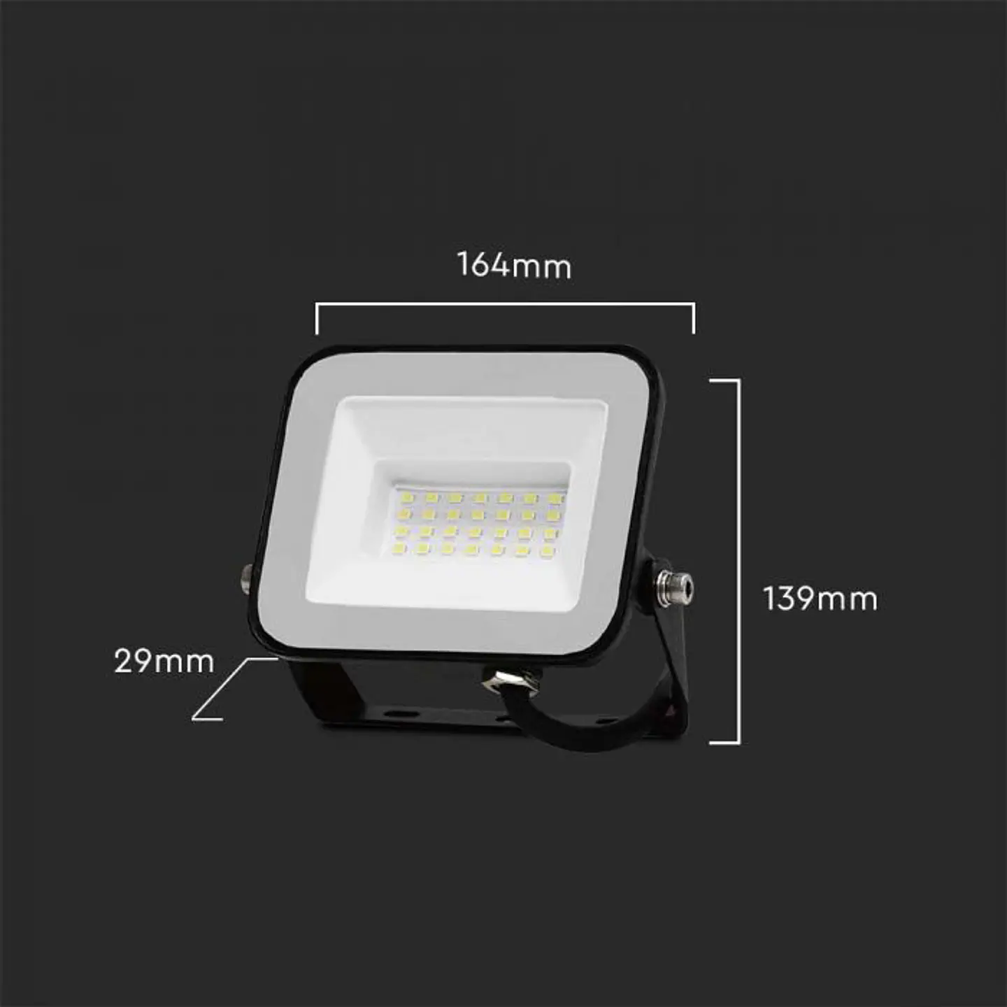 Projetor LED Chip Samsung 30W 6500K Corpo Preto/Vidro Cinzento V-TAC 2