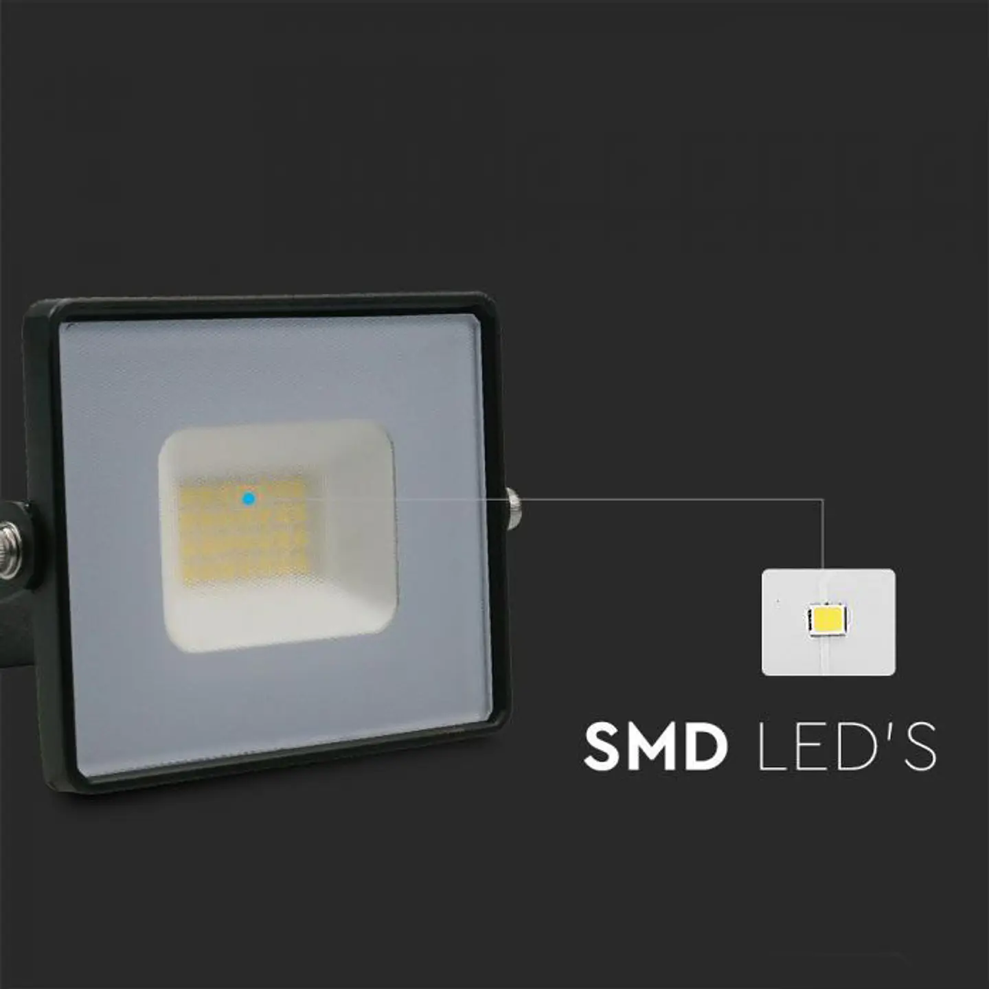 LED SMD Floodlight 20W Body Black/Grey Glass  4