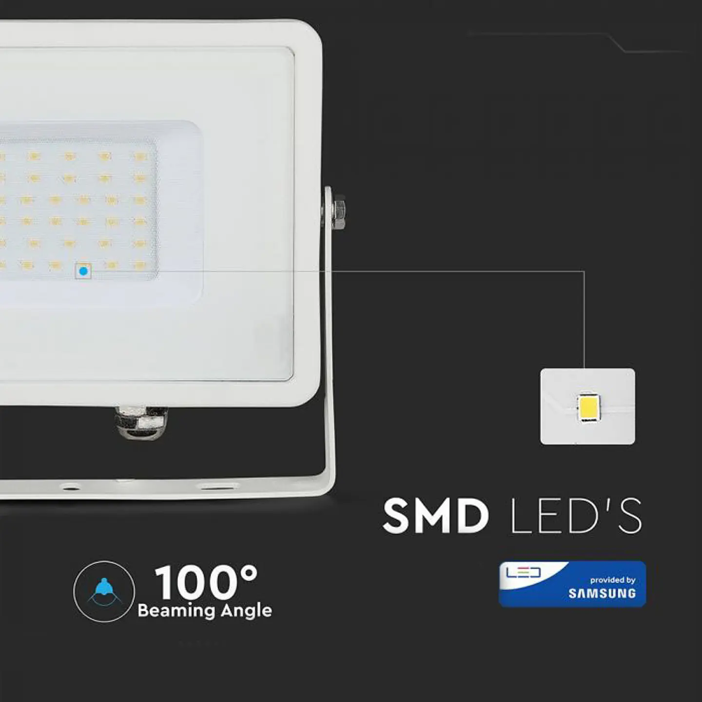 Projetor LED SMD Chip Samsung 30W 3000K Branco V-TAC 6