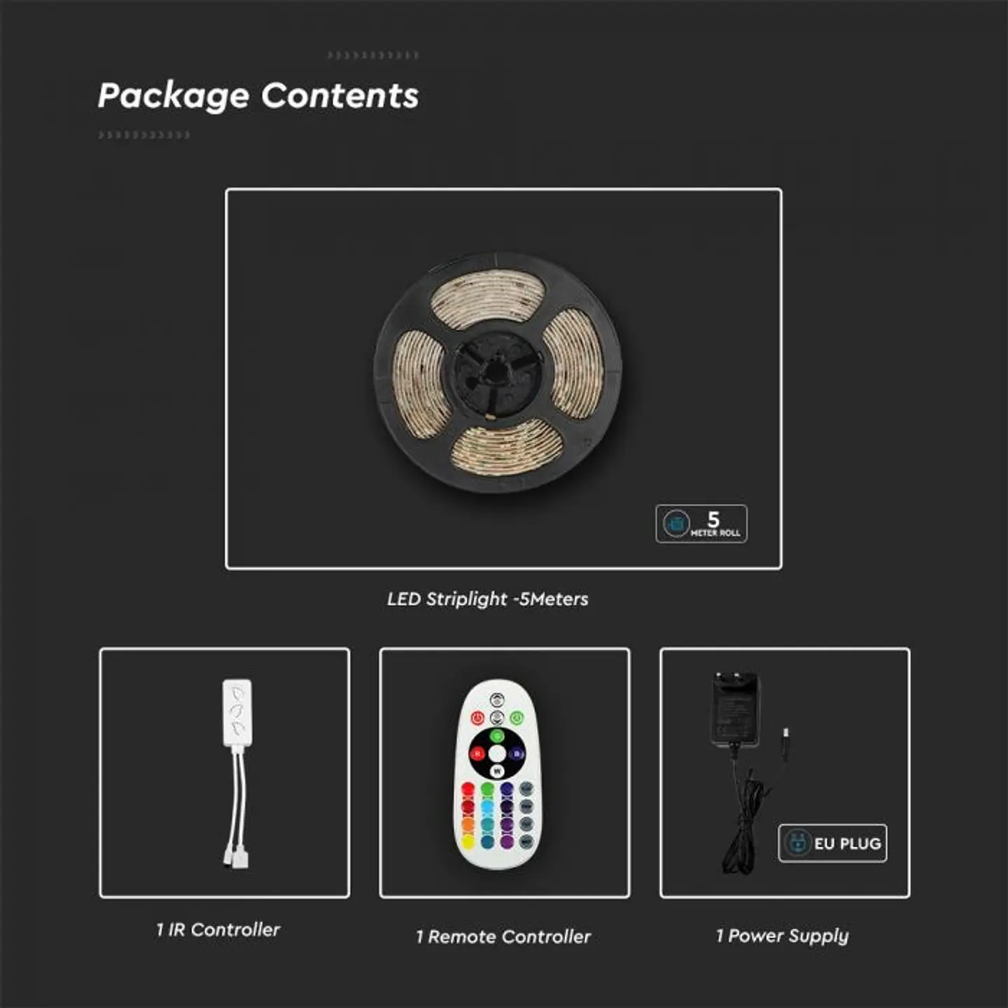 LED Strip Kit 4W/M RGB+3IN1 EU PLUG V-TAC 7