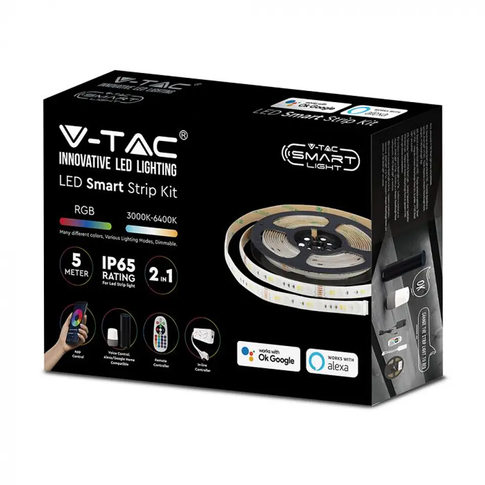 LED Strip Kit 4W/M RGB+3IN1 EU PLUG V-TAC 1
