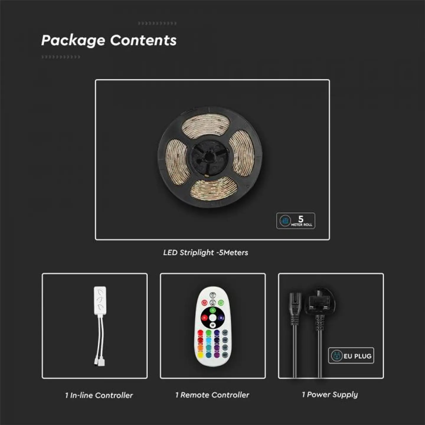 Kit de Fita LED 15W/M RGB+3IN1 EU PLUG V-TAC 5