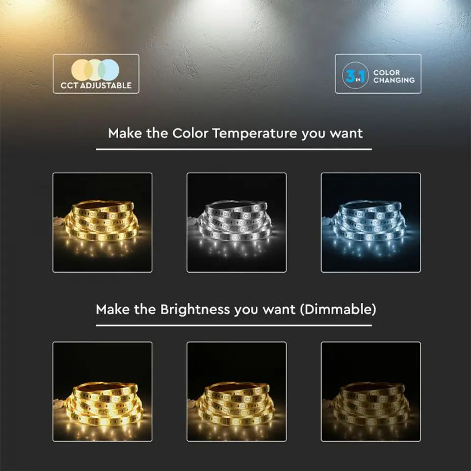 Kit de Fita LED 15W/M RGB+3IN1 EU PLUG V-TAC 6