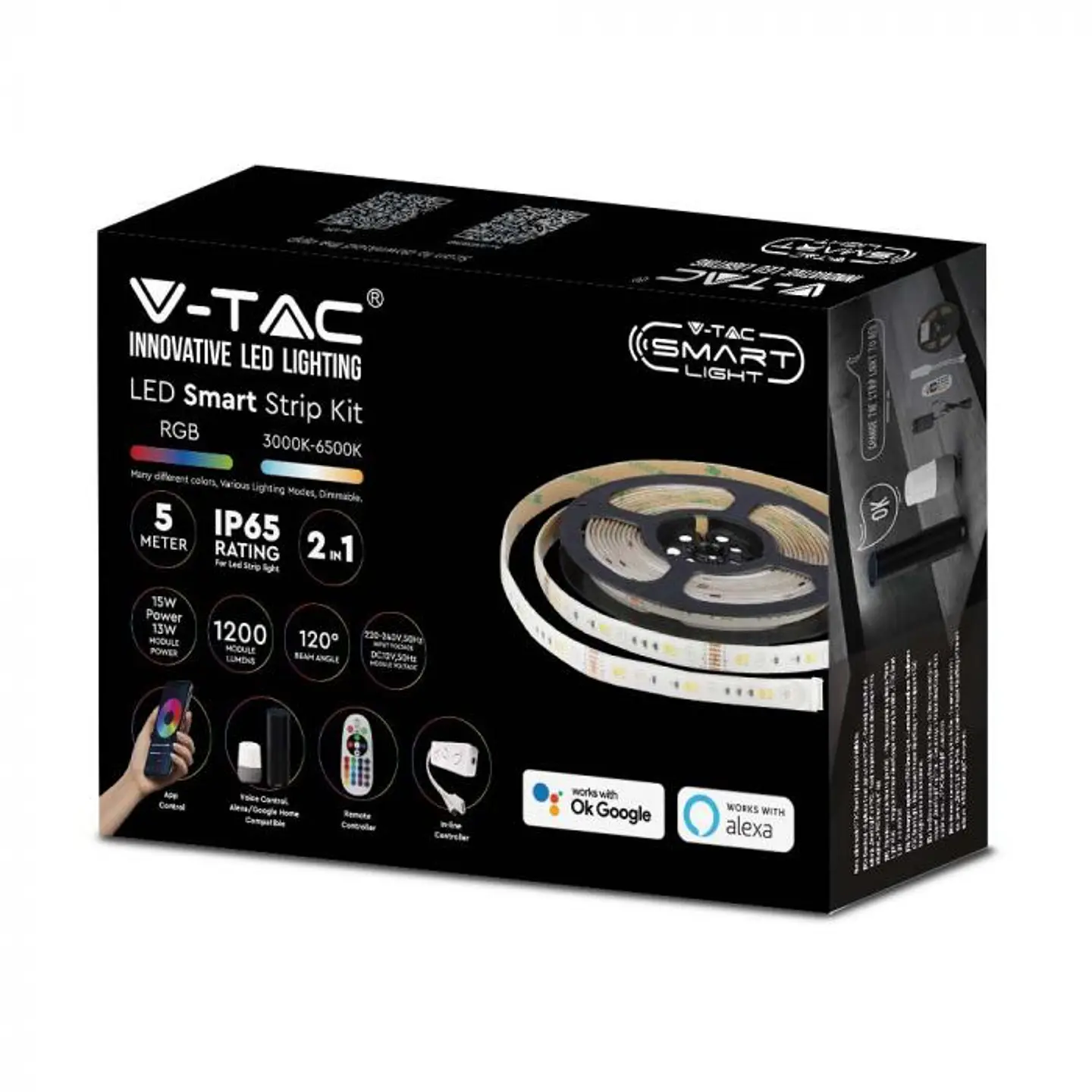 Kit de Fita LED 15W/M RGB+3IN1 EU PLUG V-TAC 1