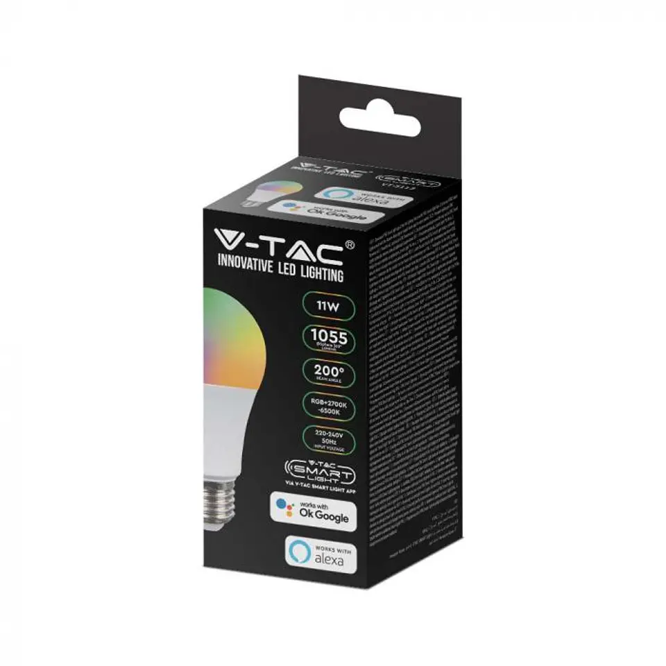 Lâmpada Smart 11W A60 E27 compatível c/ Alexa e Google home RGB+WW+CW V-TAC 7