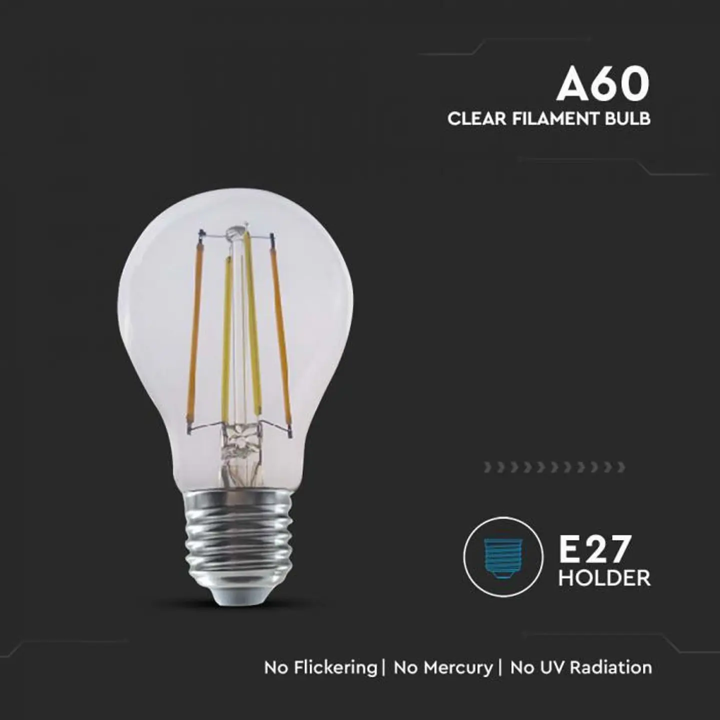 Smart filament bulb 7W A60 E27 compatible with Alexa and Google home 3IN1 V-TAC 3