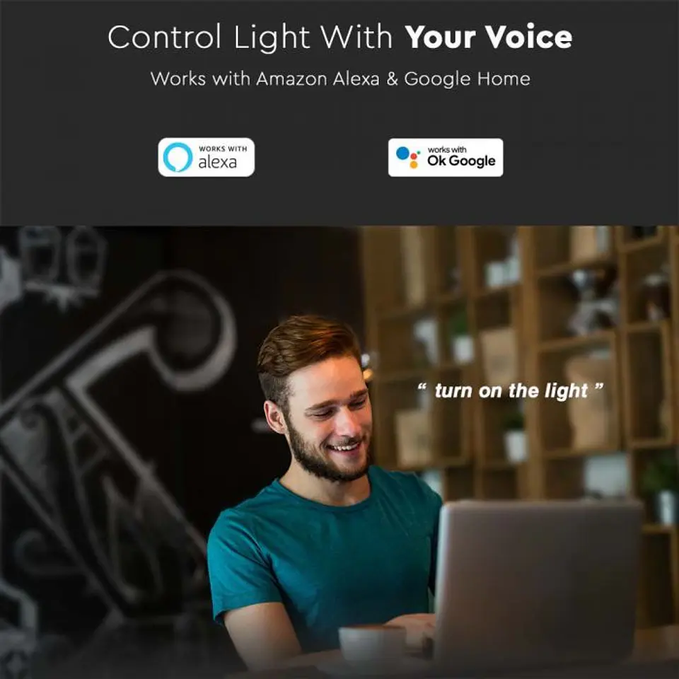 Lâmpada vela Smart 4.8W E14 compatível c/Alexa e Google home RGB+WW+CW V-TAC 4