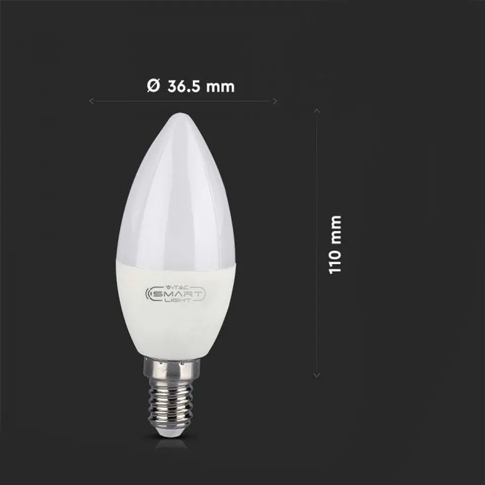 Lâmpada vela Smart 4.8W E14 compatível c/Alexa e Google home RGB+WW+CW V-TAC 2