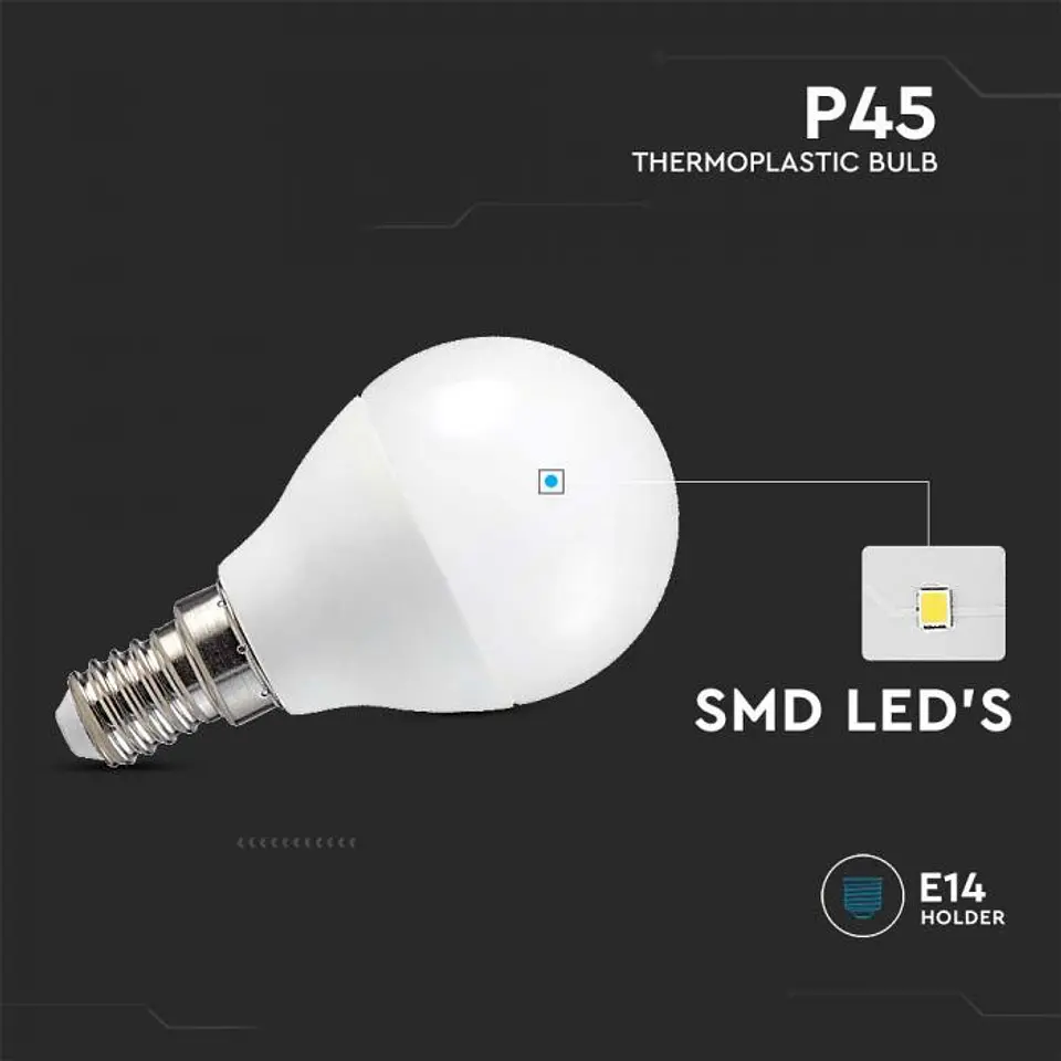 Smart Bulb 4.8W P45 E14 compatible with Alexa and Google home RGB+WW+CW V-TAC 3