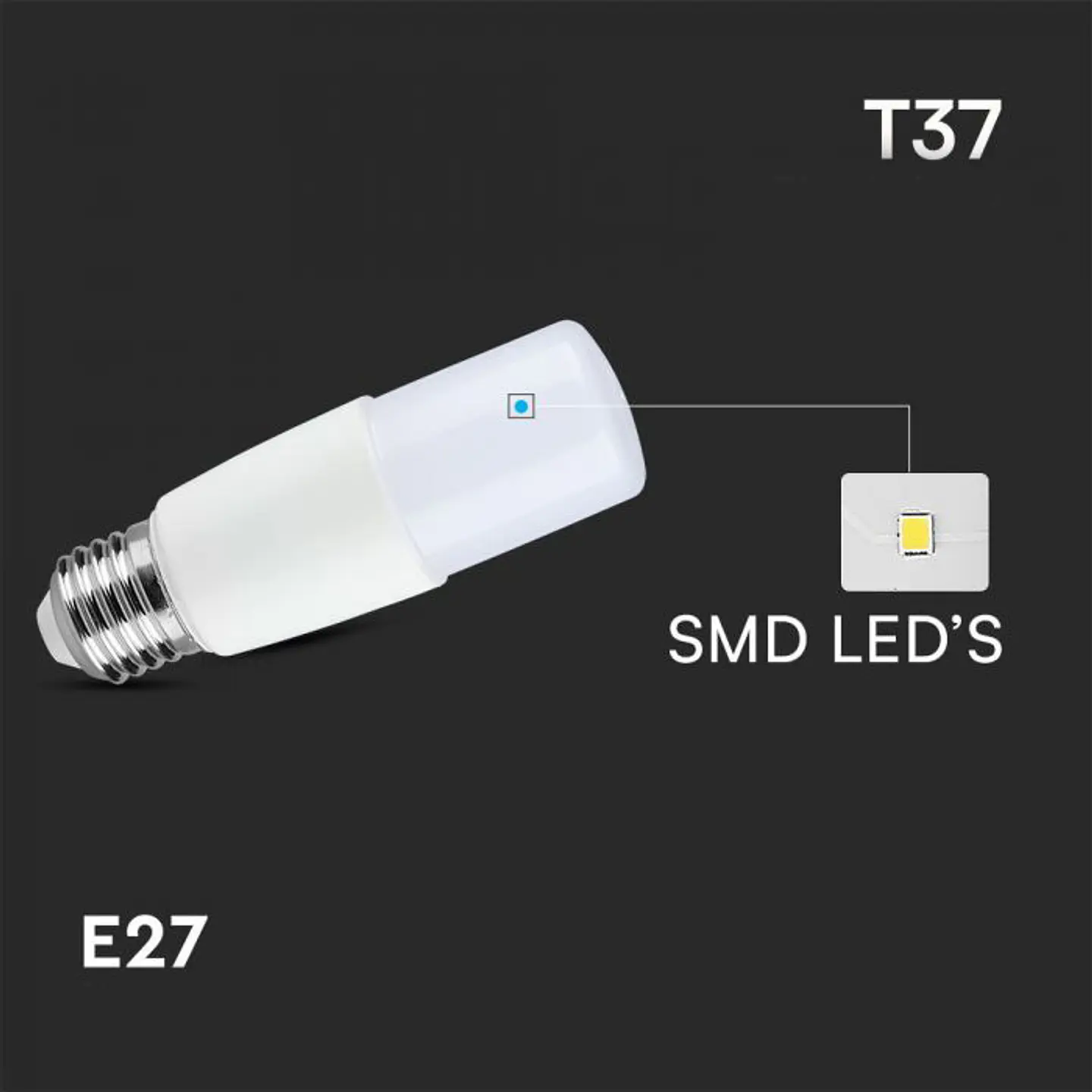 Lâmpada LED Plastic Samsung Chip 7.5W 3000K T37 E27 V-TAC 5