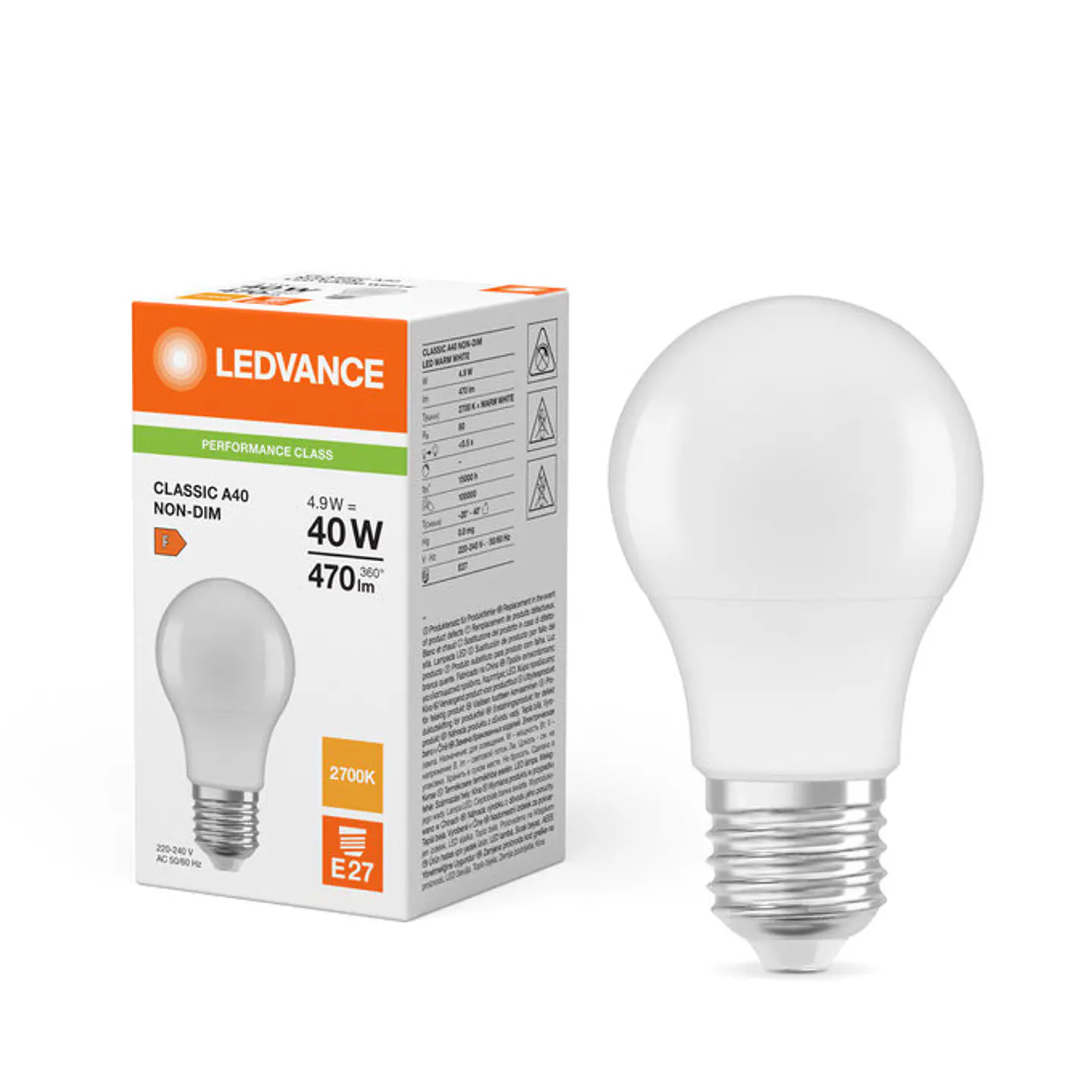 Lamp LED Classic A40 P 4.9W E27 Frosted Ledvance 3