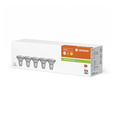 Lâmpada LED PAR16 50 P 4.3W 827 GU10 36° (pack 5) Ledvance
