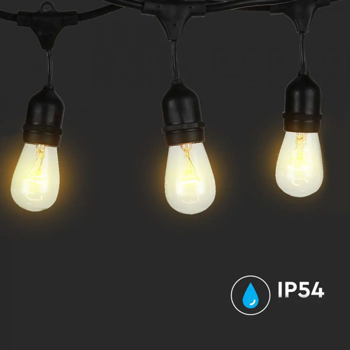 Grinalda p/10 lâmpadas E27, 5m IP54 Preto V-TAC 2