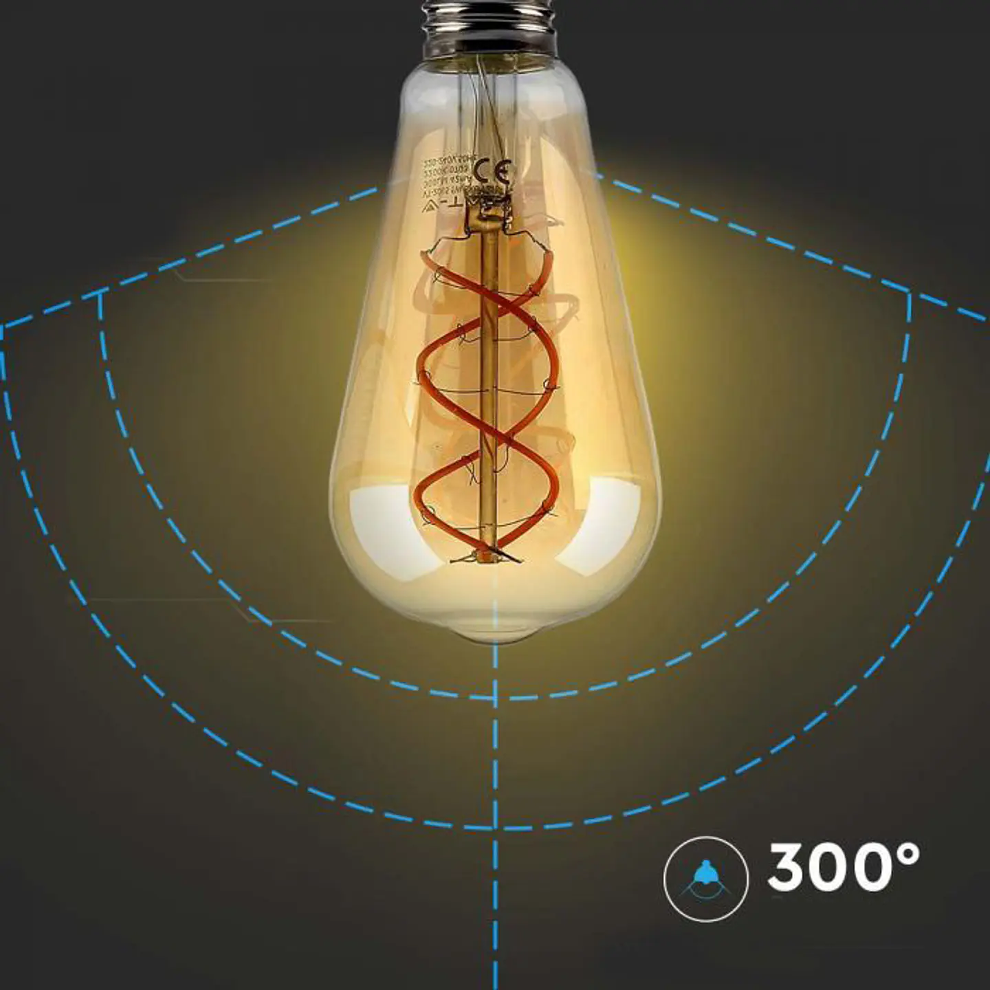 Lâmpada LED de filamento 5W ST64 1800K âmbar V-TAC 3