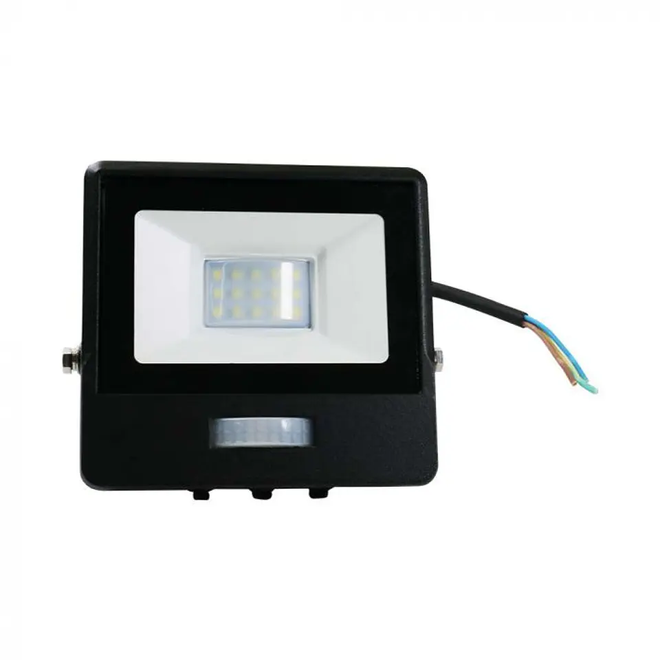 Projetor LED 10W 6500K sensor PIR, Chip Samsung, 1m cabo Corpo Preto IP65 V-TAC 2