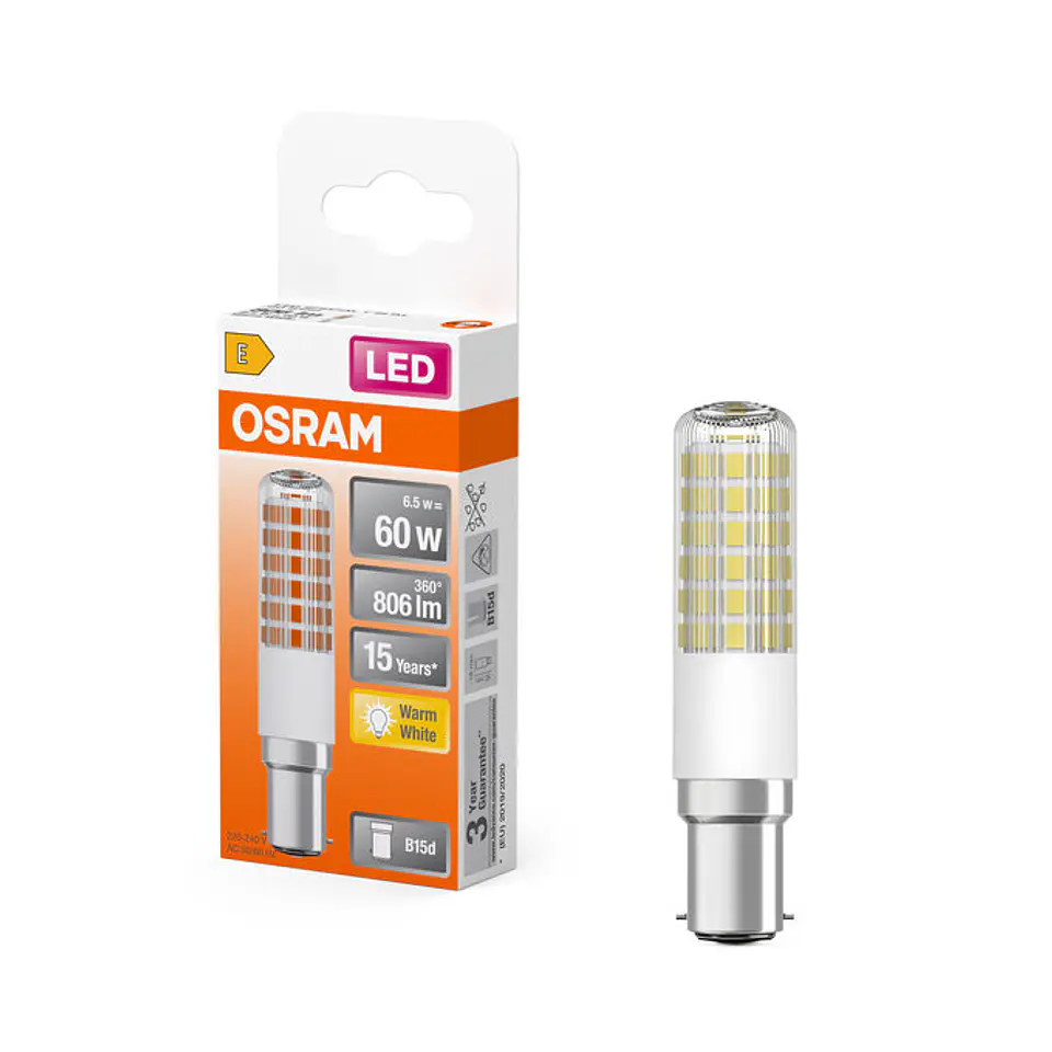 Lâmpada LED Special T Slim 60 6.5W 827 B15d 320° clear Ledvance 3