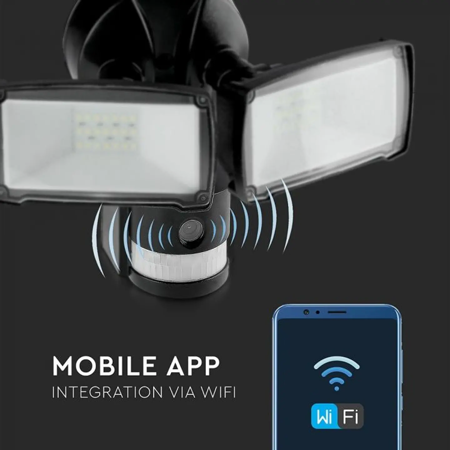 LED Floodlight 18W with WIFI camera sensor Black V-TAC 7