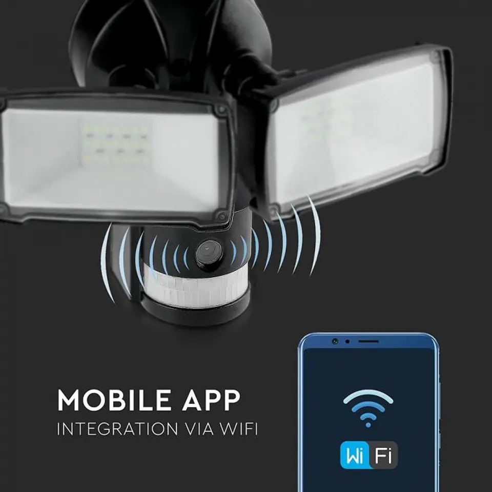 LED Floodlight 18W with WIFI camera sensor Black V-TAC 7