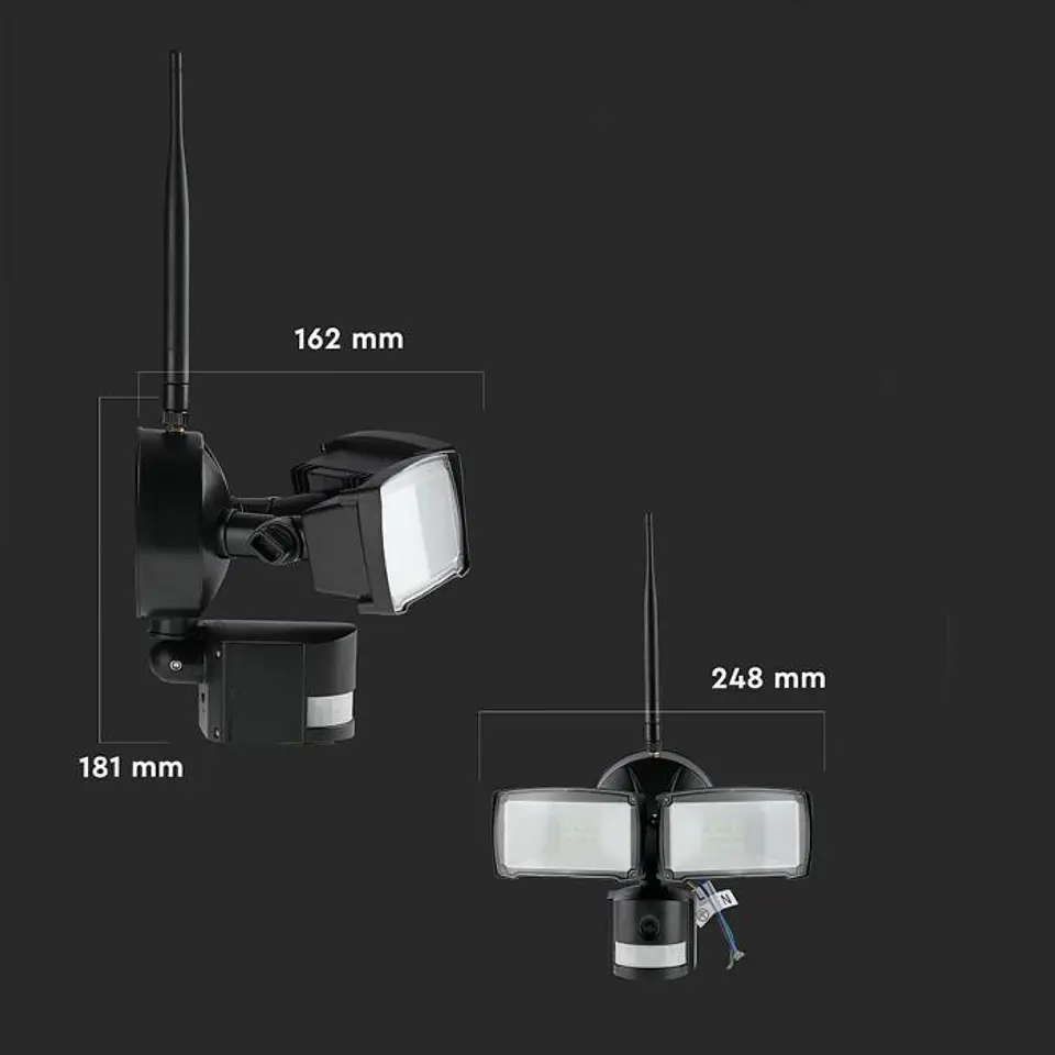 LED Floodlight 18W with WIFI camera sensor Black V-TAC 5
