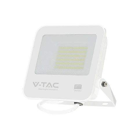 Projetor LED Chip Samsung 50W 6500K Corpo Branco/Vidro Cinza V-TAC