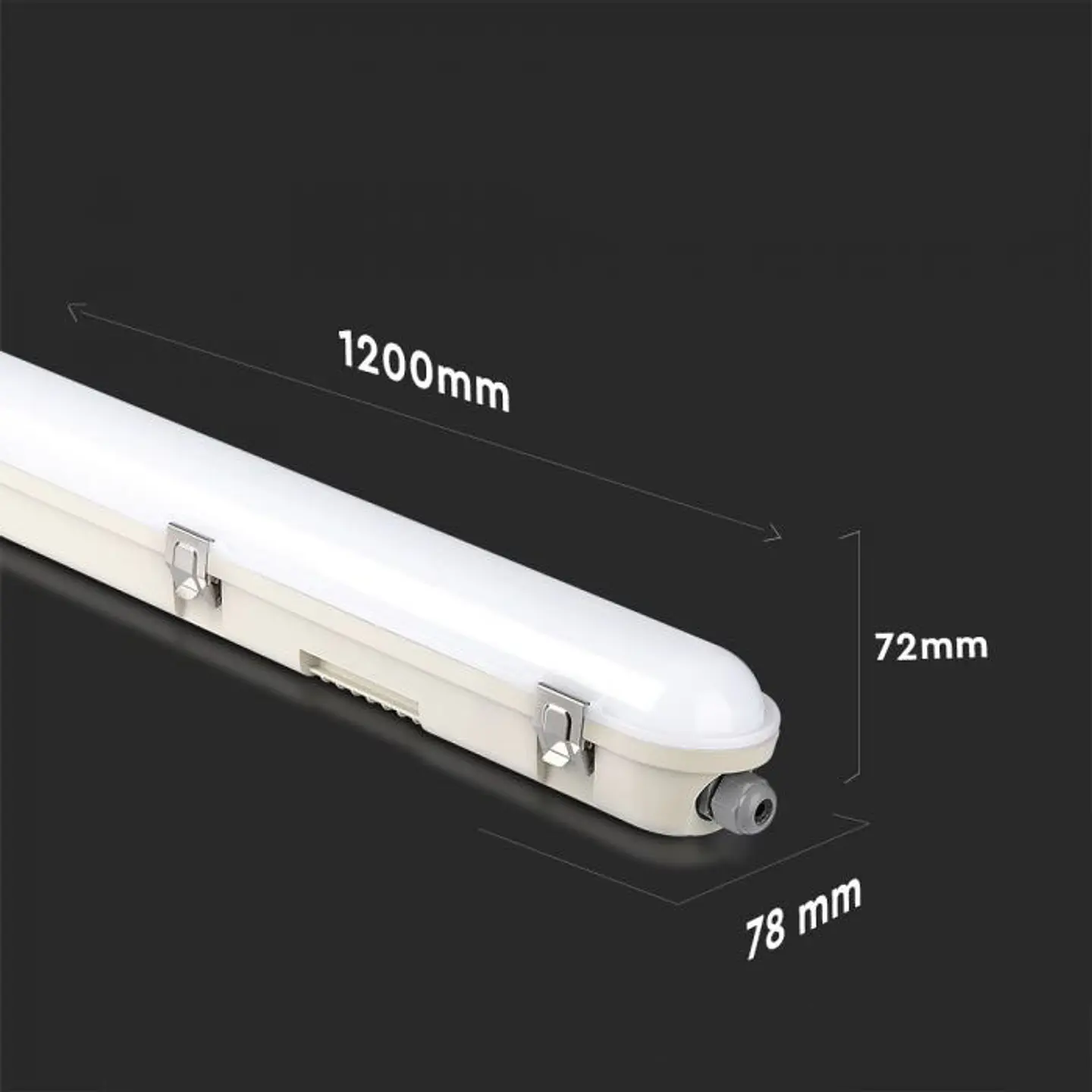 Pantalla Estanca 36W LED WP 120CM Samsung Chip Milky cover+SS clips 4000K V-TAC 5