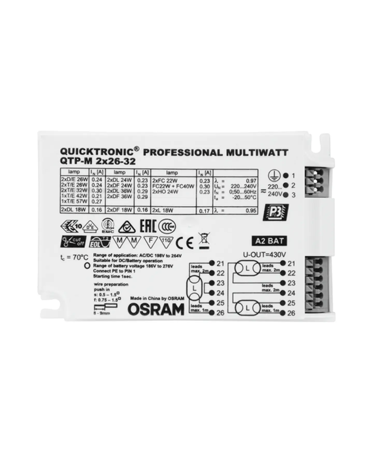 Balastro eletrónico QTP-M 2X26-32 Osram 2