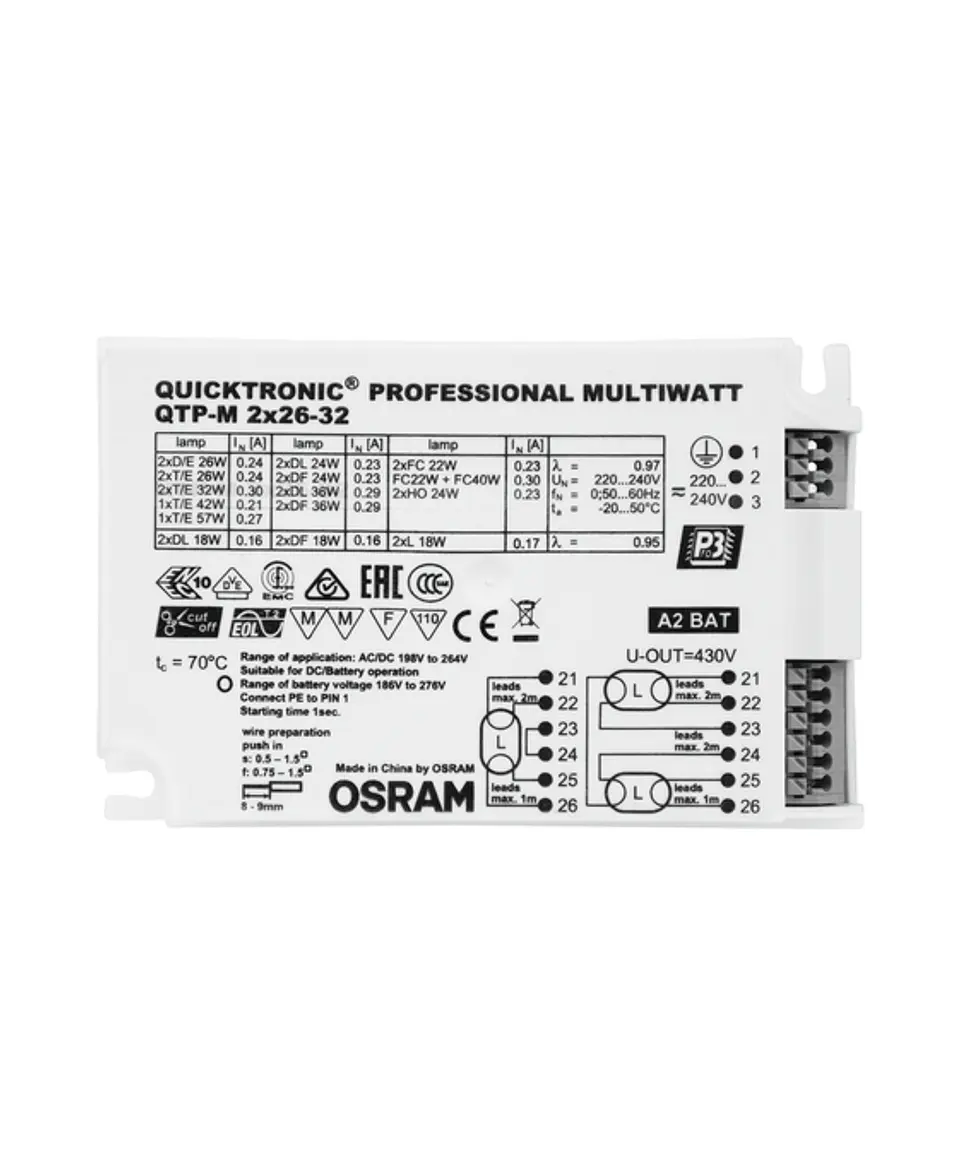 Balastro eletrónico QTP-M 2X26-32 Osram 2