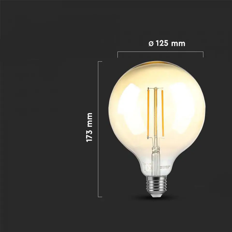 Lâmpada LED G125 DIM 8W 2200K E27 âmbar V-TAC 2