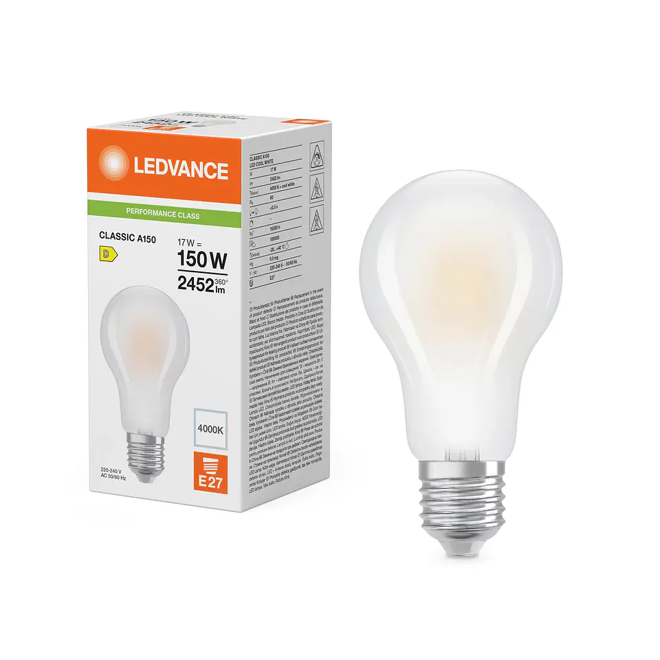 Lamp LED Classic A 150 Filament P 17W 840 E27 Frosted Ledvance 3