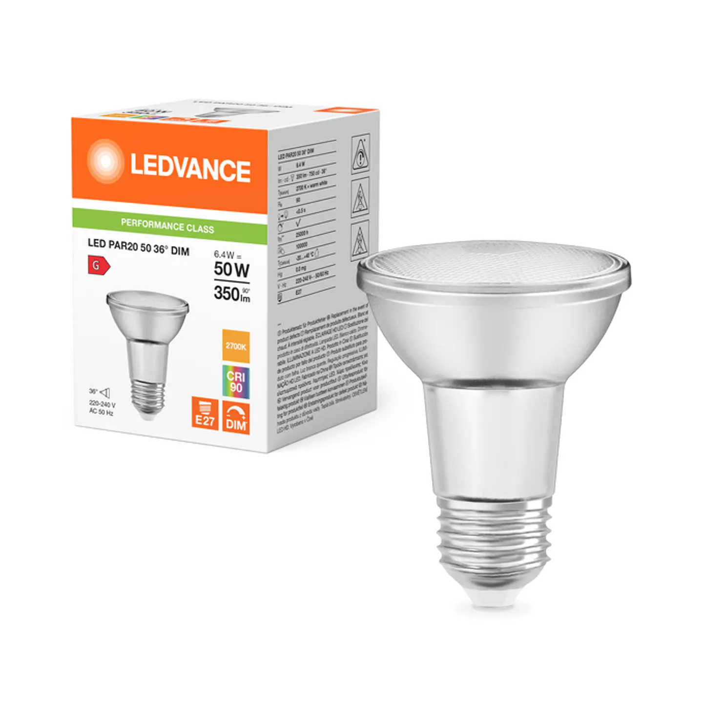 Lâmpada LED LED PAR20 50 DIM P 6.4W 927 E27 36° Ledvance 3