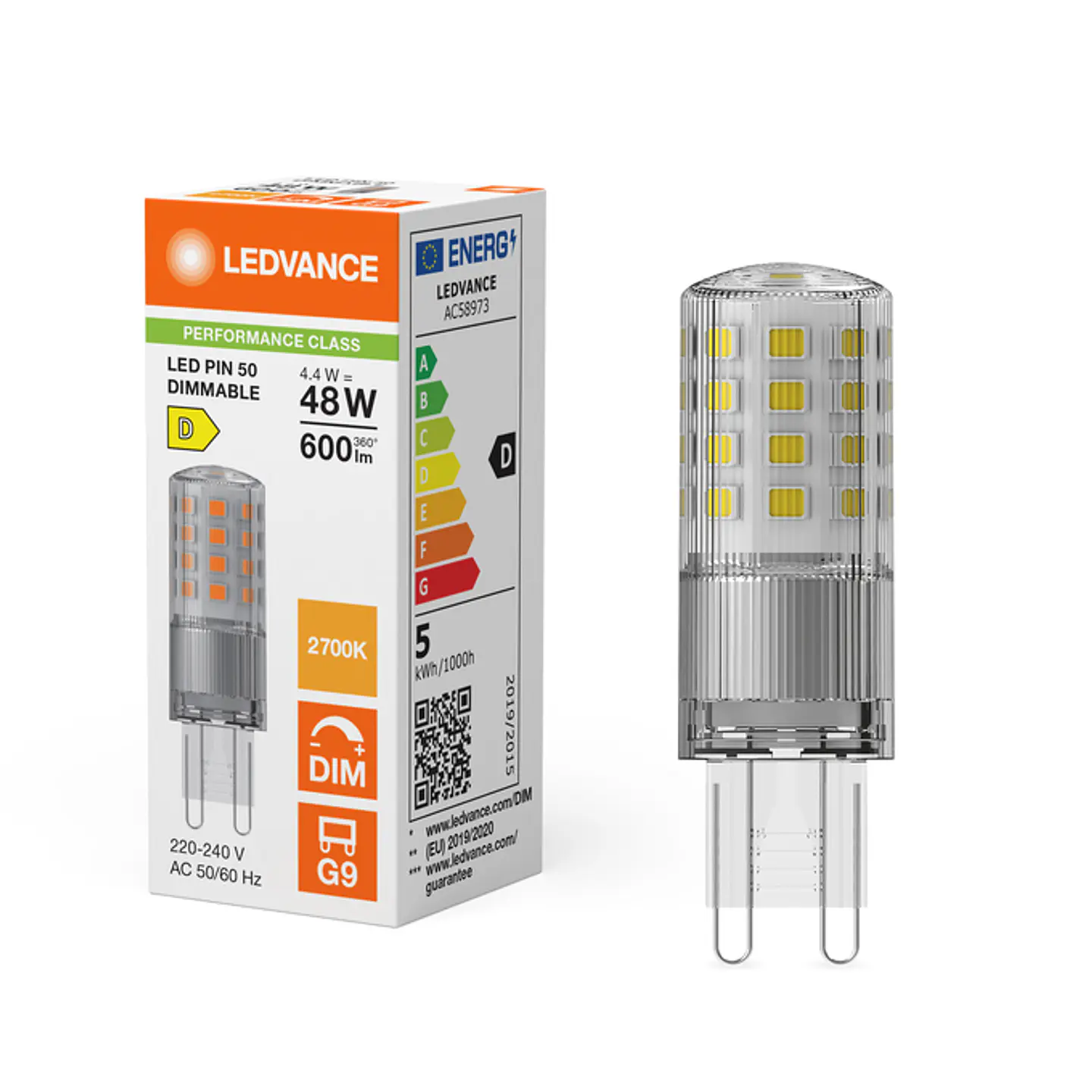 Lamp LED PIN 50 320° DIM P 4.4W 827 G9 Clear Ledvance 3