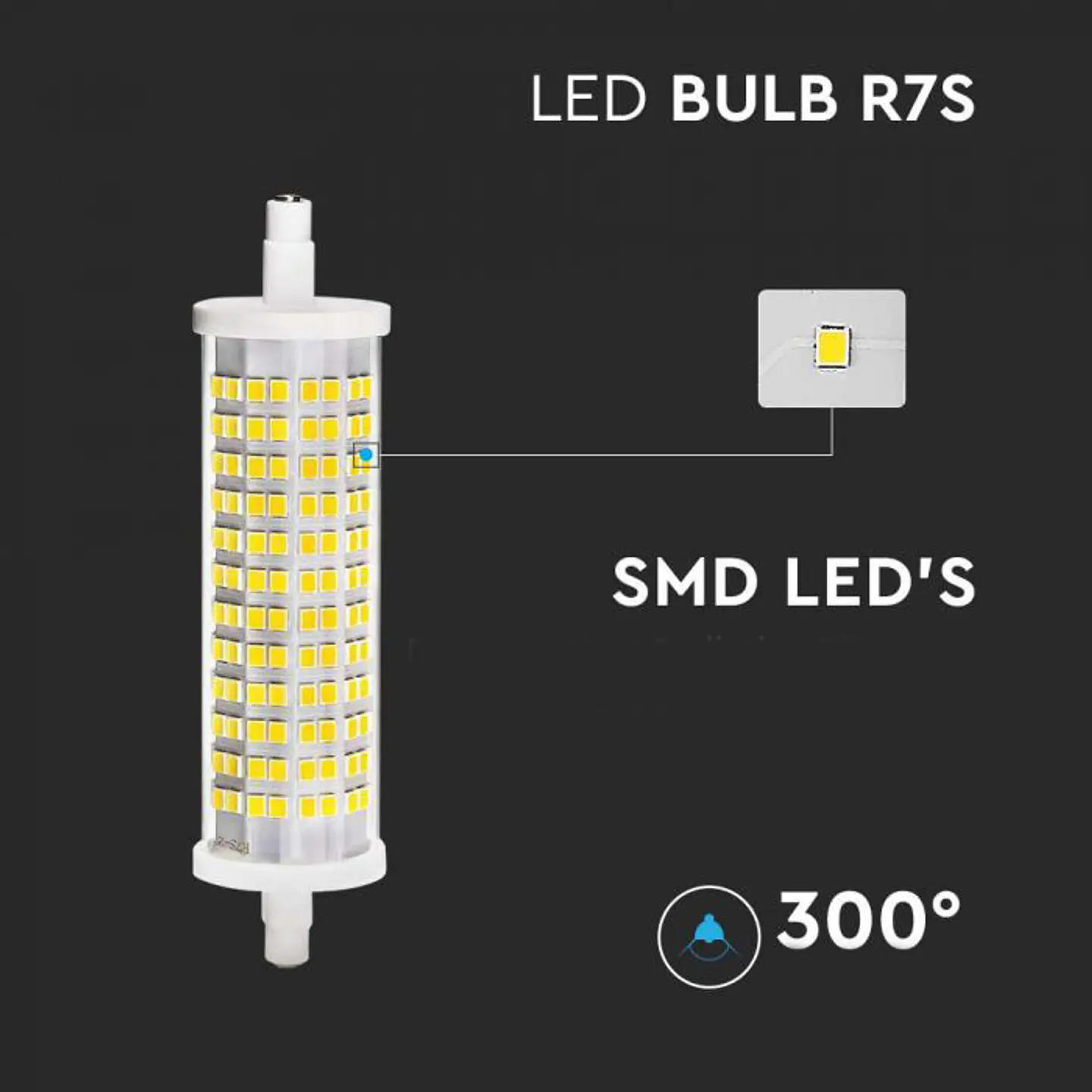 Lâmpada LED Ceramic 16W 3000K 118mm R7S V-TAC 3