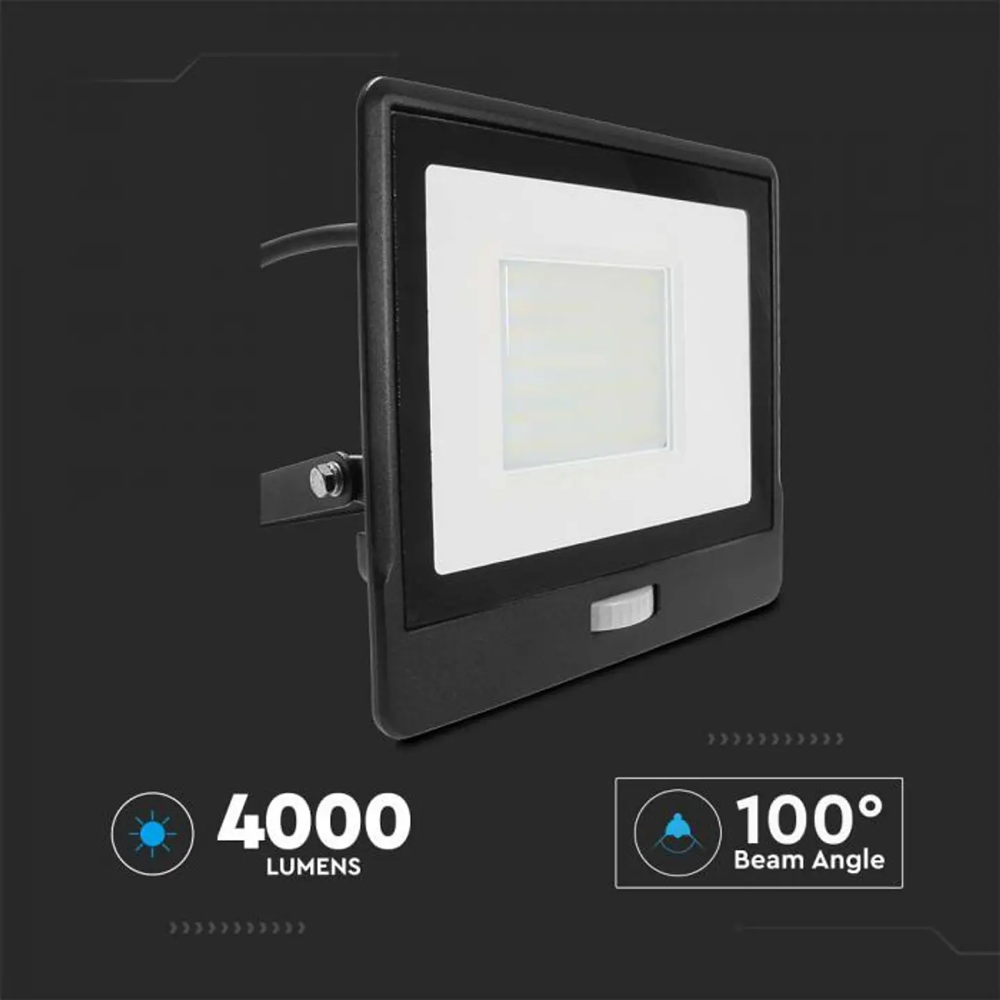 Floodlight LED 50W w/sensor PIR Samsung Chip, 1m de cable 5