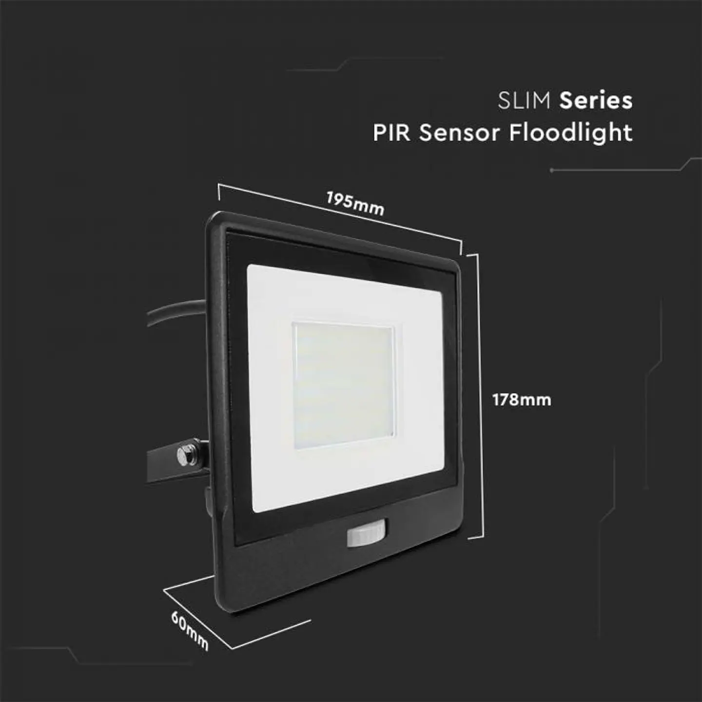 Floodlight LED 50W w/sensor PIR Samsung Chip, 1m de cable 4
