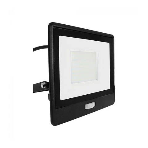 Projetor LED 50W c/sensor PIR Samsung Chip, 1m de cabo Corpo Preto V-TAC