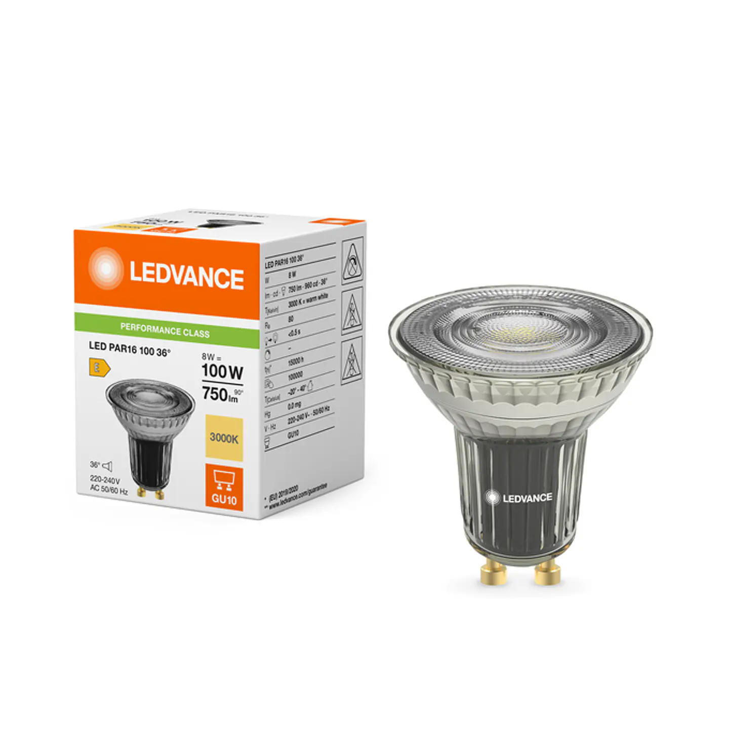 Lâmpada LED PAR16 100 DIM P 8W 827 GU10 36° Ledvance 3