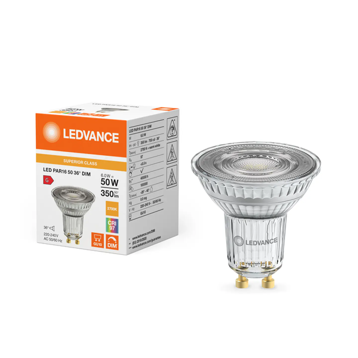 Bombilla LED PAR16 50 DIM S 6W 927 GU10 36° Ledvance 3