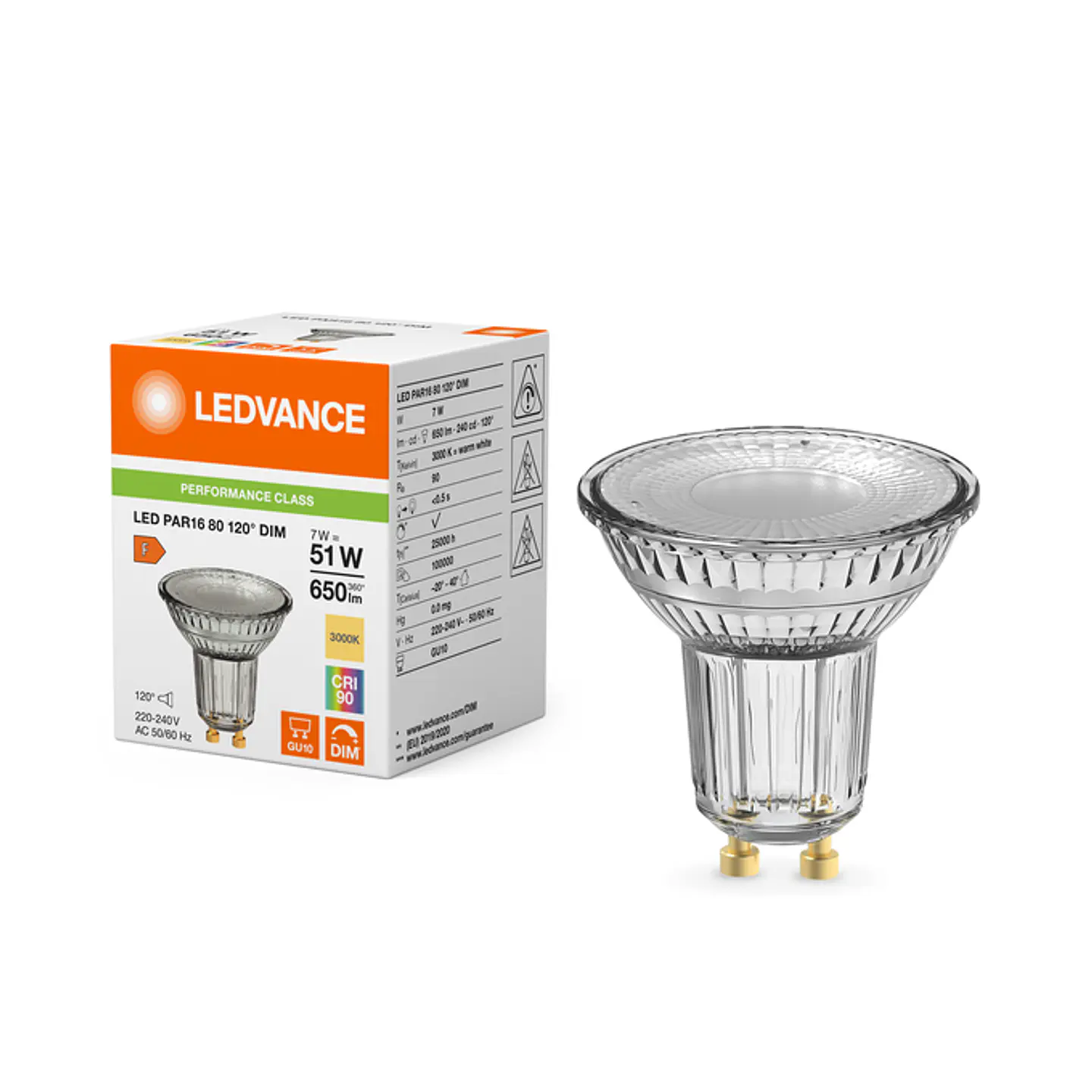 Bombilla LED PAR16 80 DIM P 7W GU10 120° Ledvance 3