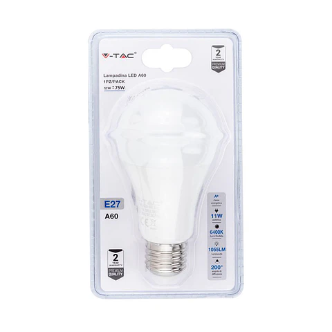 Lâmpada LED STD 11W 6400K E27 V-TAC