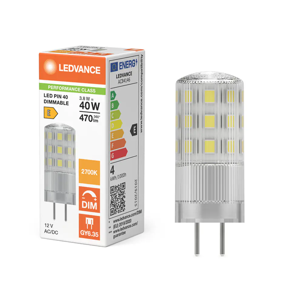 Lâmpada LED PIN 40 DIM P 3.8W 827 GY6.35 320° Clear Ledvance 3