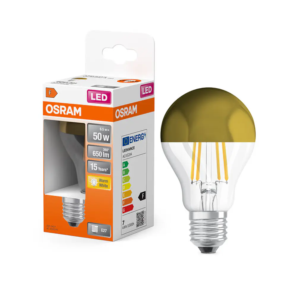 Lâmpada LED Star Classic A 50 Filament 6.5W 827 E27 Mirror Gold Clear Ledvance 3