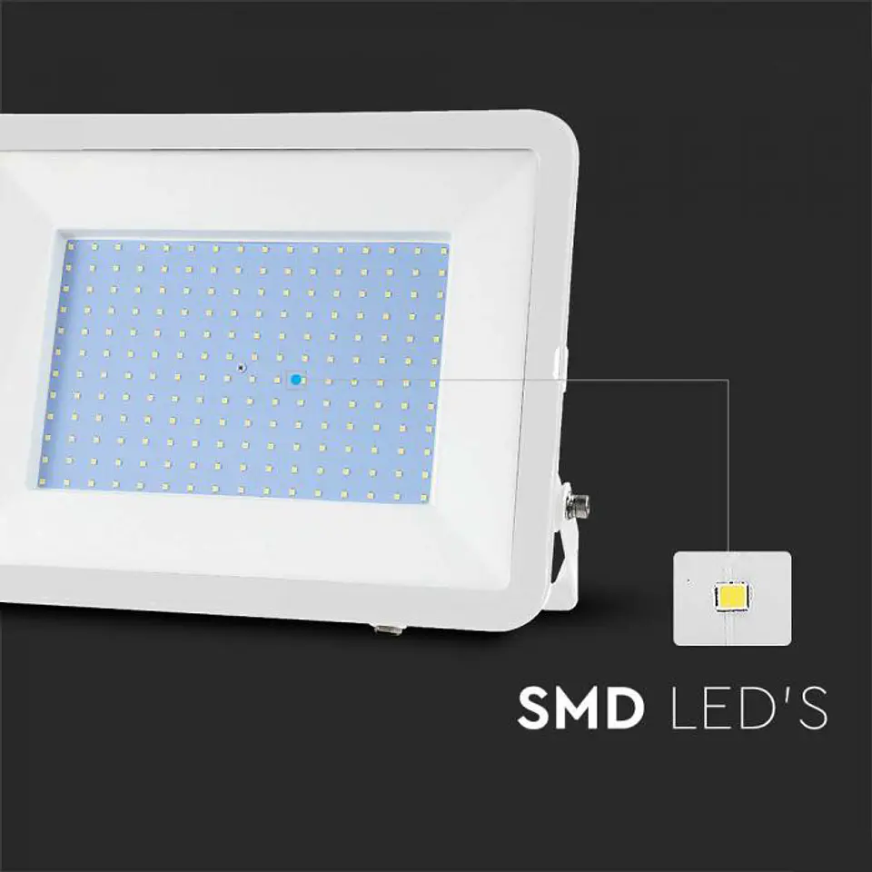 Projetor LED Chip Samsung 300W 4000K 1m cabo Corpo/Vidro Branco V-TAC 3