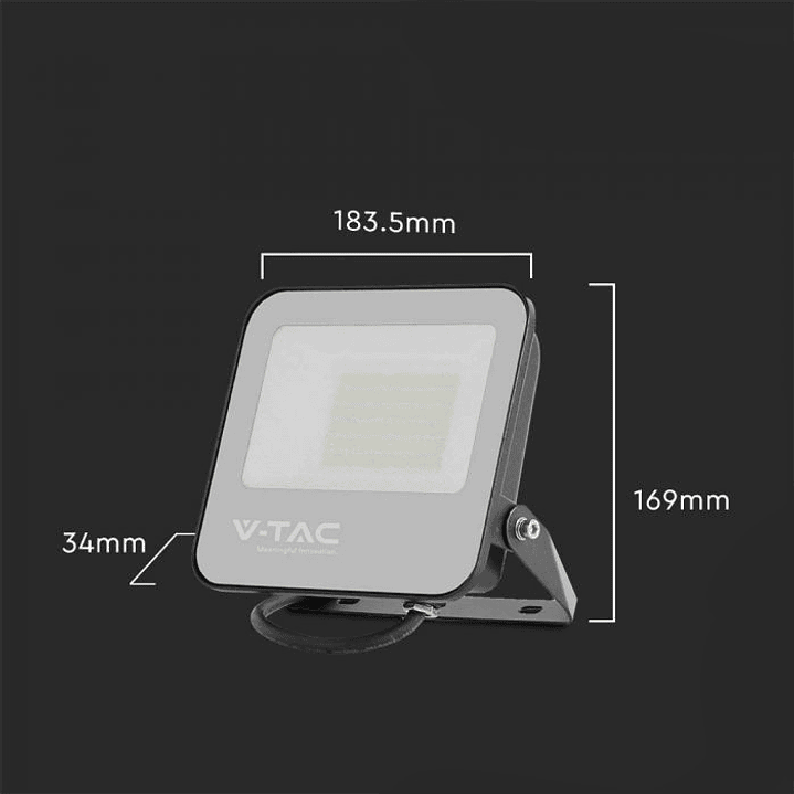 Projetor LED 50W 4000K 160lm/W IP65 Corpo Preto/Vidro Cinza V-TAC 2